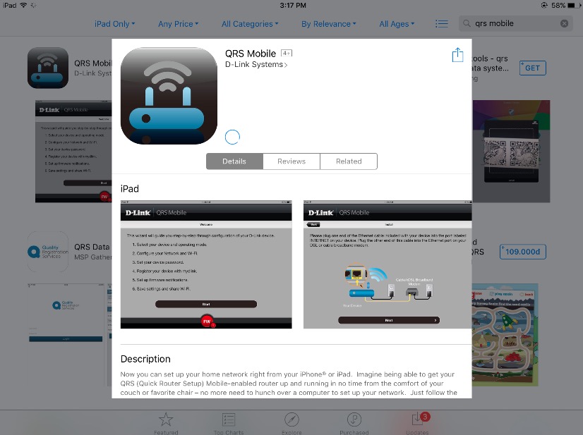 Ứng dụng cài đặt router trên App Store.
