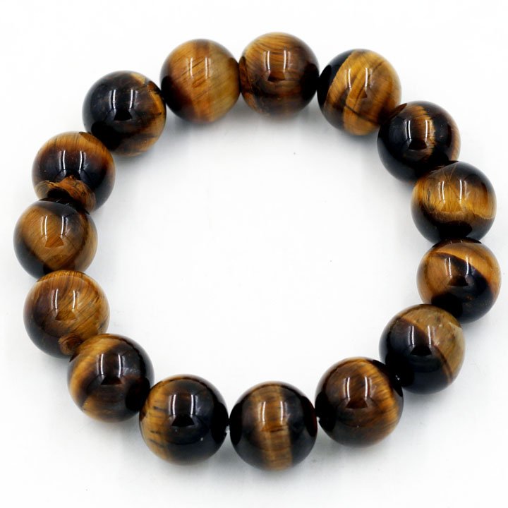 Vòng chuỗi tay đá mắt hổ vàng đen 14 ly 15 hạt (Ảnh 5)