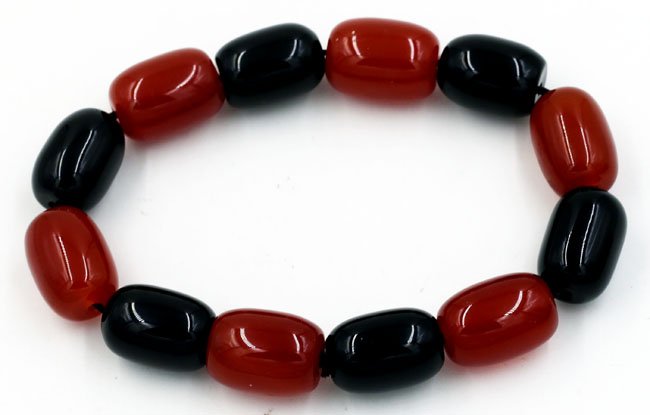 Hạt chuỗi hình bầu đá thạch anh đen đỏ 12mm (Ảnh 2)
