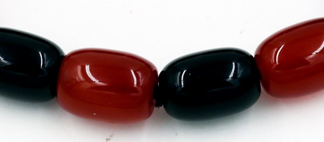 Hạt chuỗi hình bầu đá thạch anh đen đỏ 12mm (Ảnh 3)