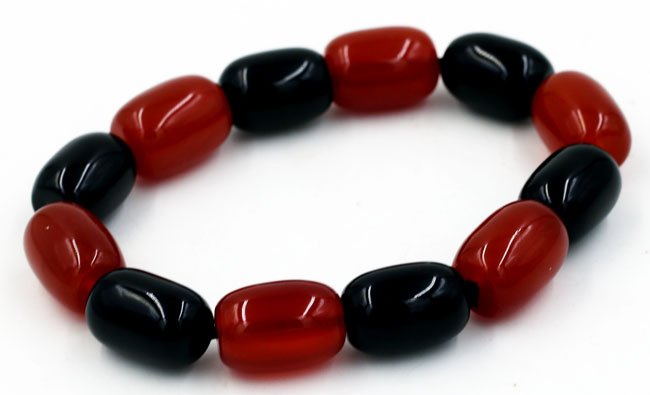 Hạt chuỗi hình bầu đá thạch anh đen đỏ 12mm (Ảnh 5)