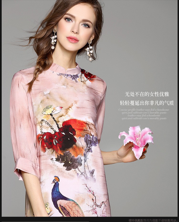 Art fashion : ĐẦM LỤA hoạ tiết KHỔNG TƯỚC 1