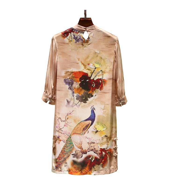 Art fashion : ĐẦM LỤA hoạ tiết KHỔNG TƯỚC 6