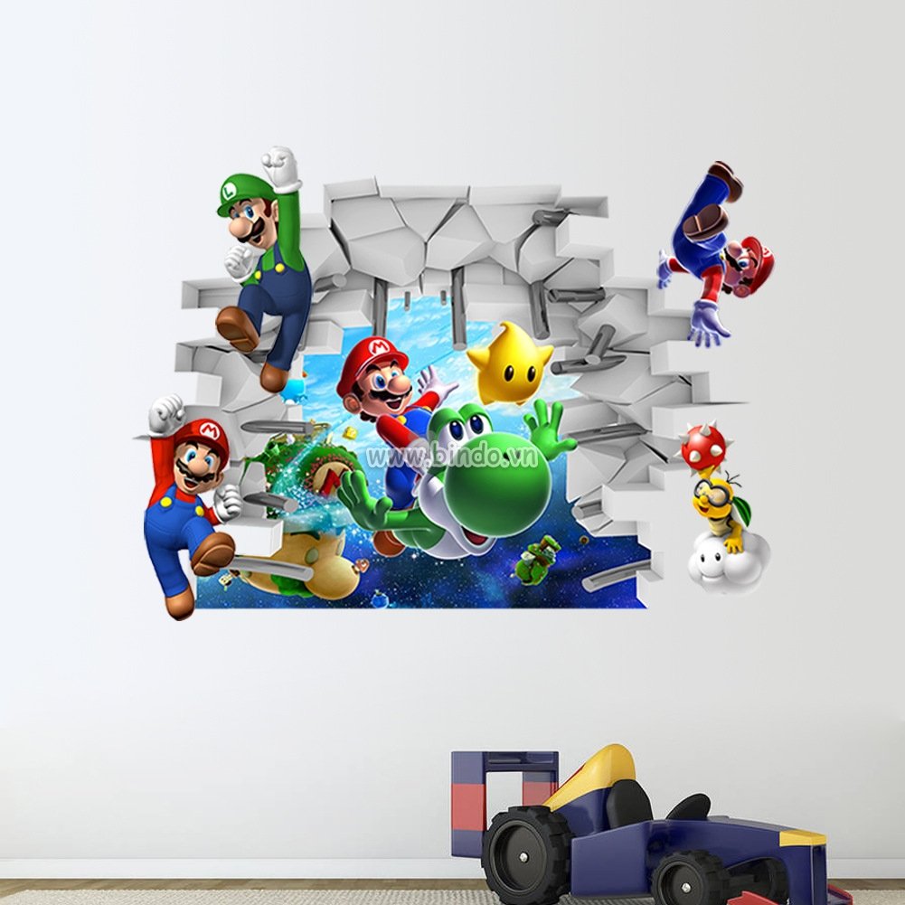 Decal dán tường Mario 3D