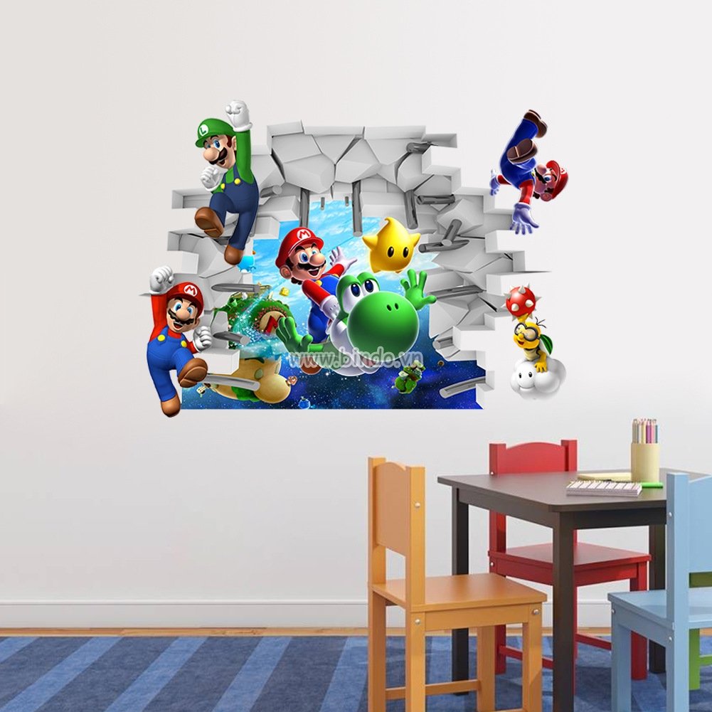 Decal dán tường Mario 3D