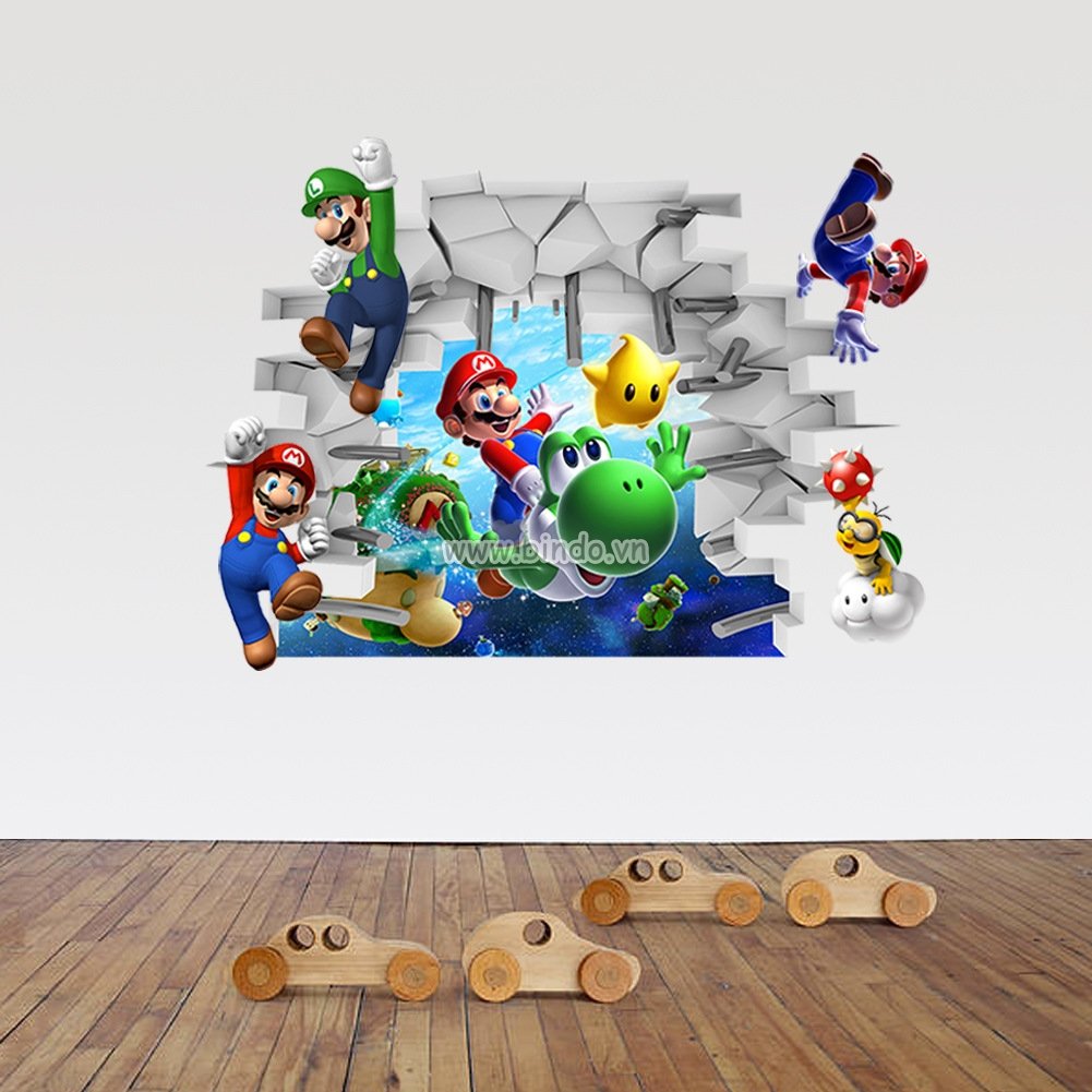 Decal dán tường Mario 3D