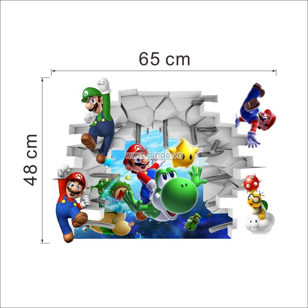 Decal dán tường Mario 3D