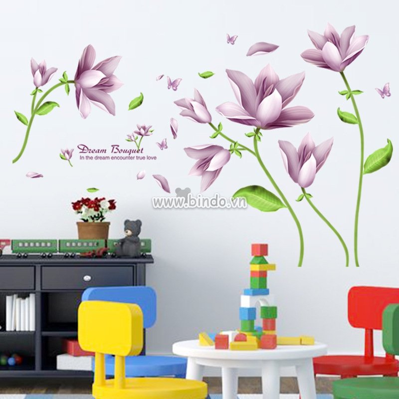 Decal dán tường Hoa ly tím nhạt