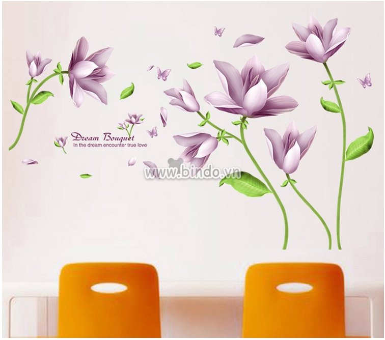 Decal dán tường Hoa ly tím nhạt