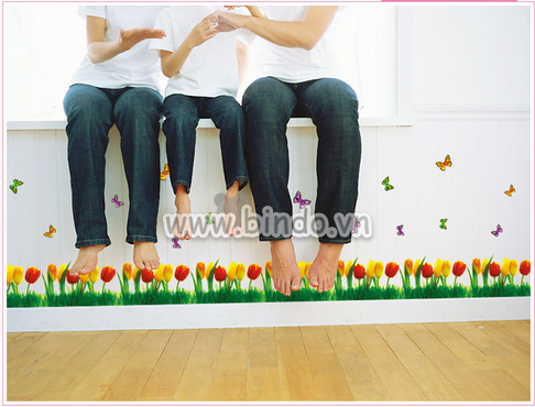 Decal dán tường   Chân tường tulip 2