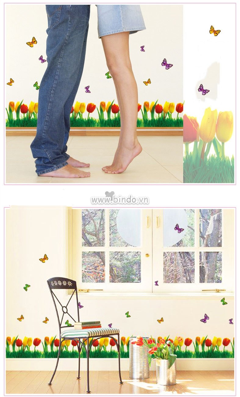 Decal dán tường   Chân tường tulip 2