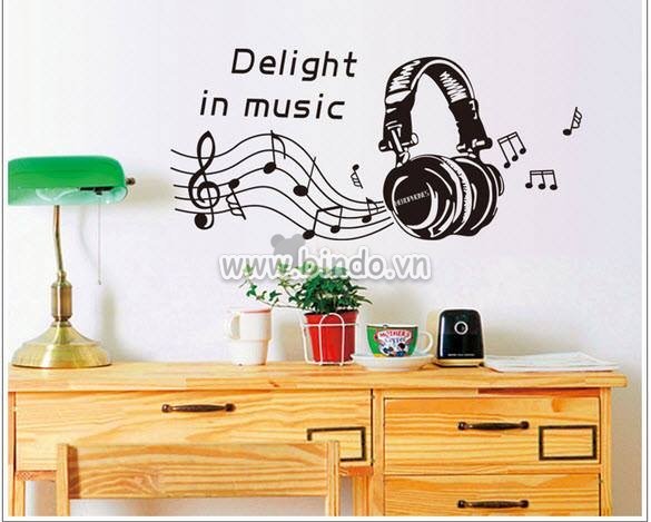 Decal dán tường Tai nghe nhạc