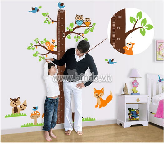 Decal dán tường Thước đo cây to