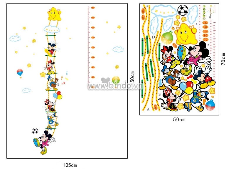 Decal dán tường Thước đo chuột Mickey