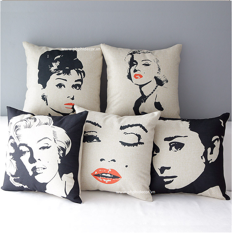 Gối sofa trang trí Marilyn Monroe 1 PPH187A (Ảnh 2)