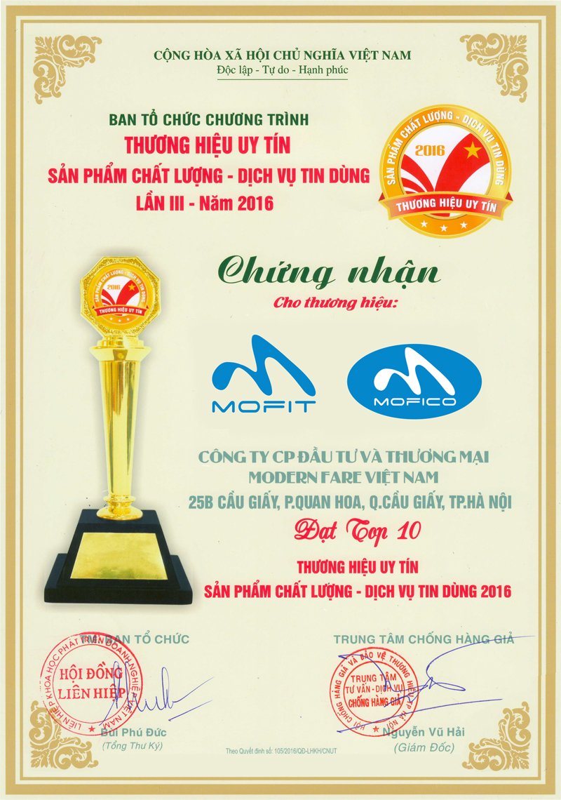bang chung nhan top 10 mofit